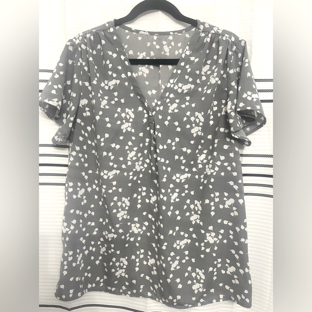 Gray Floral Women's Top